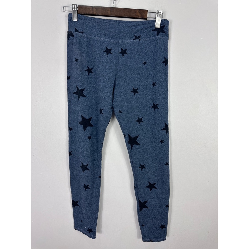 Sundry Star Print Leggings Blue Gray Flocked Stars Stretch Lounge Pants Size 2/M